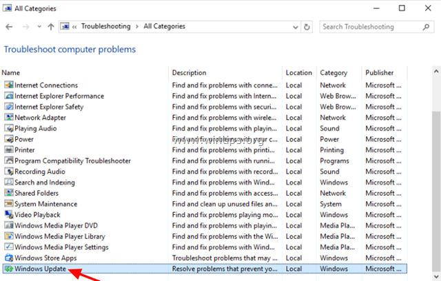 Windows update probleemoplosser