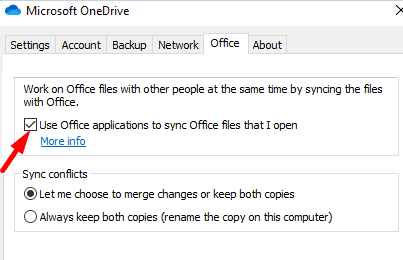 OneDrive-kontor-indstillinger