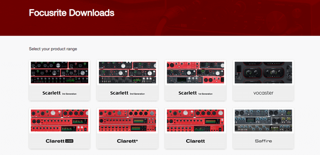 Focusrite Downloads - დააწკაპუნეთ თქვენს მოწყობილობაზე