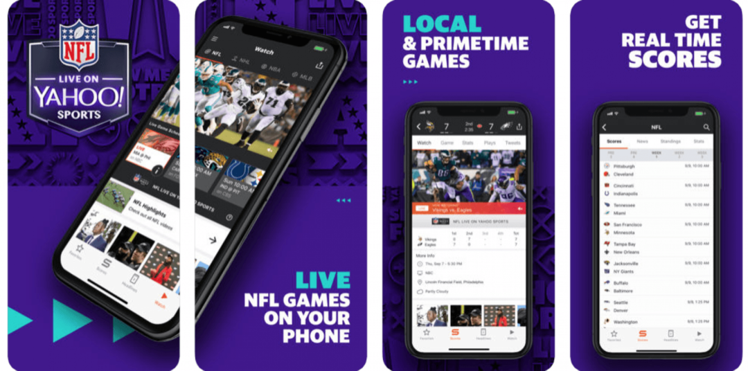 la aplicación yahoo sports ofrece transmisión en vivo de la nfl