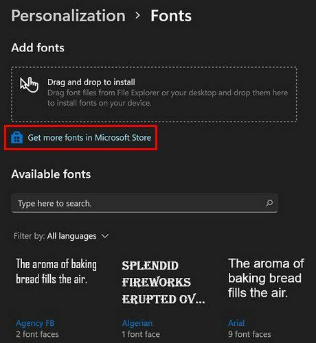 Microsoft Store Περισσότερες γραμματοσειρές