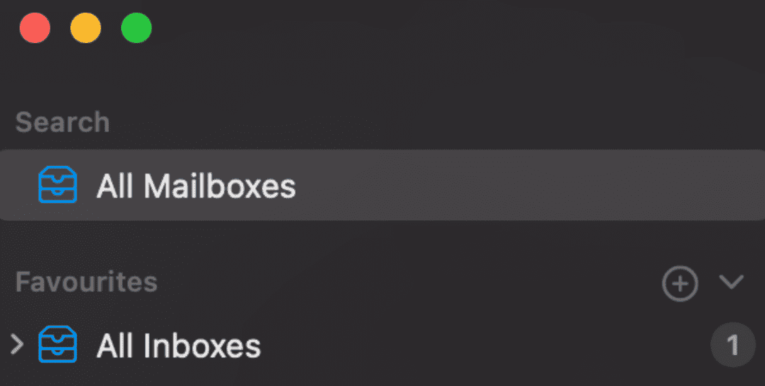 Apple mail აპის ძებნა ყველა საფოსტო ყუთში