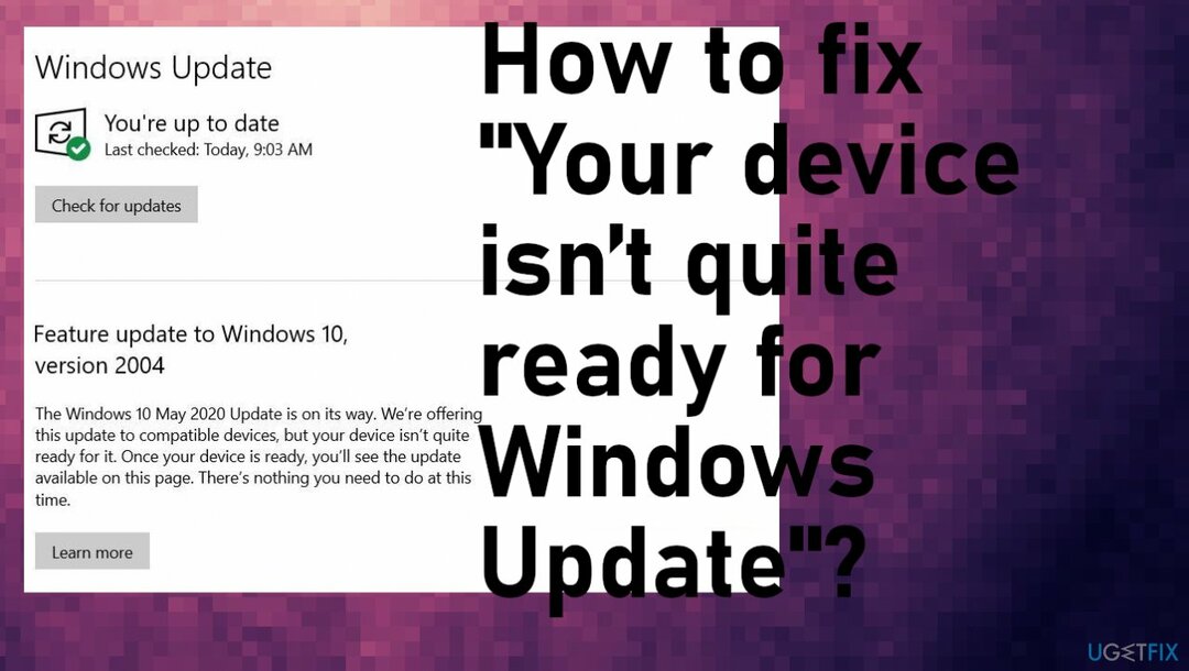 " 장치가 Windows 업데이트를 사용할 준비가 되지 않았습니다"