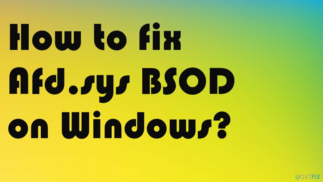 BSOD do Windows Afd.sys