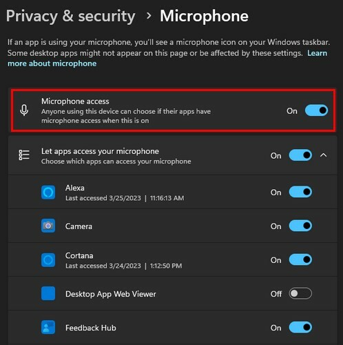 Zakázať povolenia aplikácie mikrofónu Windows 11