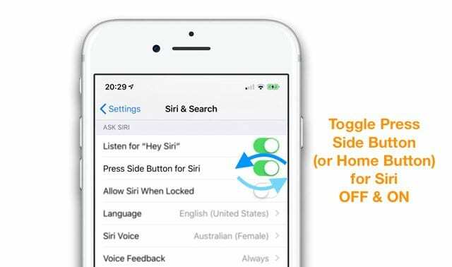 Ρύθμιση Siri στο iPhone Πατήστε το πλευρικό κουμπί για το Siri