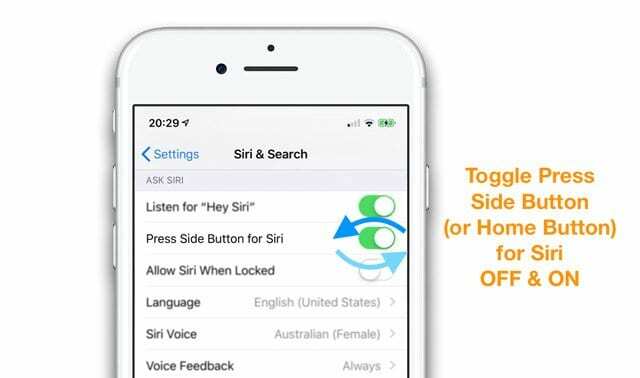 Nastavitev Siri na iPhoneu Pritisnite stranski gumb za Siri