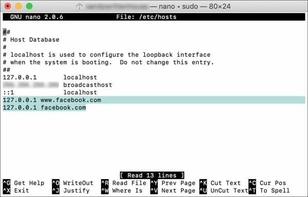 Situs web yang diblokir dengan Terminal di Mac