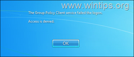 FIX Group Policy Client tjänsten kunde inte logga in. Åtkomst nekad