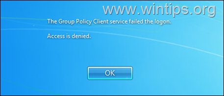 El servicio FIX Group Policy Client no pudo iniciar sesión. Acceso denegado