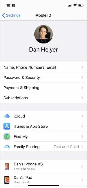 Apple ID-innstillinger på iPhone