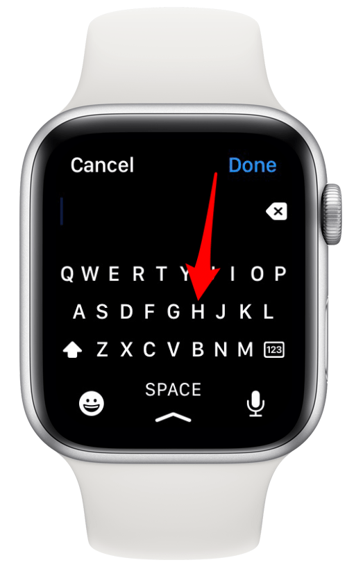 Klepnutím na písmená jednotlivo píšte slová - môžete textovať na hodinkách Apple Watch