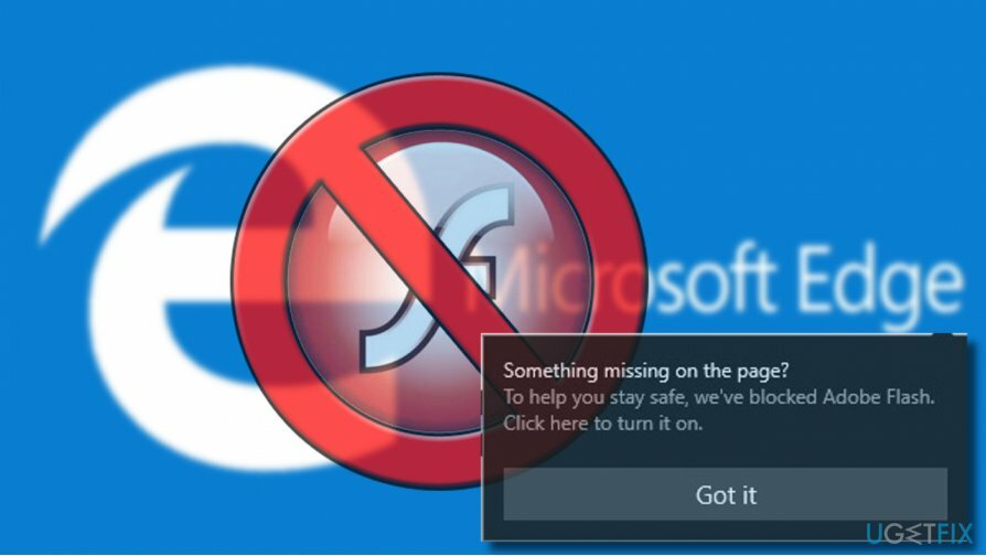 Adobe Flash bloķēts MS Edge