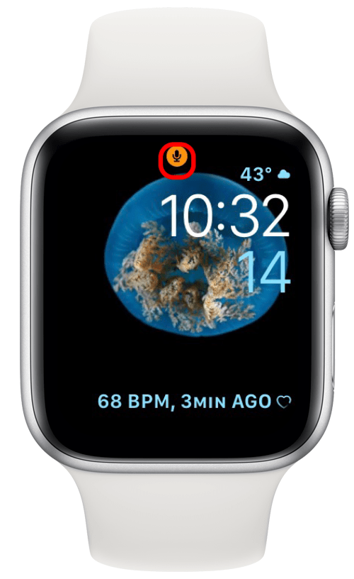 סמל מיקרופון כתום ב-Apple Watch