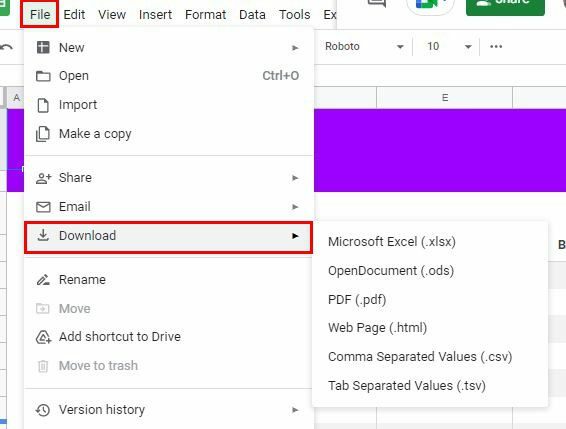 Unduhan Google Spreadsheet