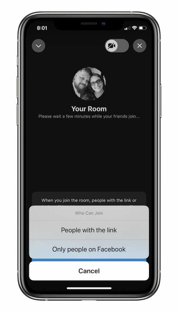 Опции за споделяне на връзки за Messenger Rooms