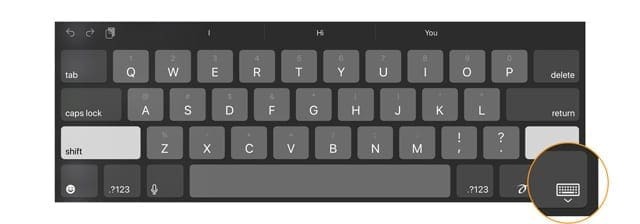 toetsenbordpictogram in iPad-toetsenbord op het scherm