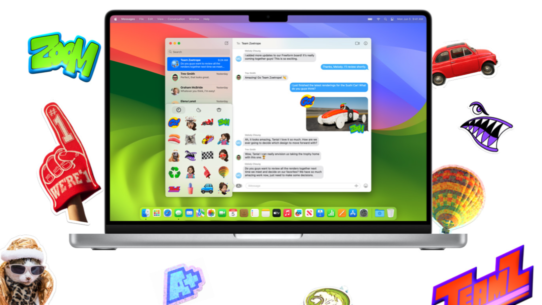 Autocollants de messages macOS Sonoma