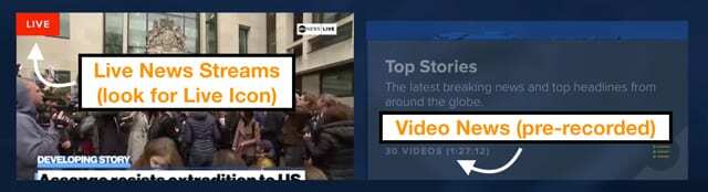 livenyheter kontra förinspelade nyheter på din Apple TV