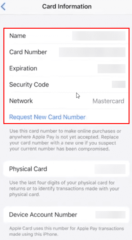 როგორ დავინახოთ ბარათის ნომერი Apple Wallet-ზე