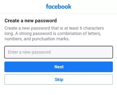 FB Preskočiť nové heslo