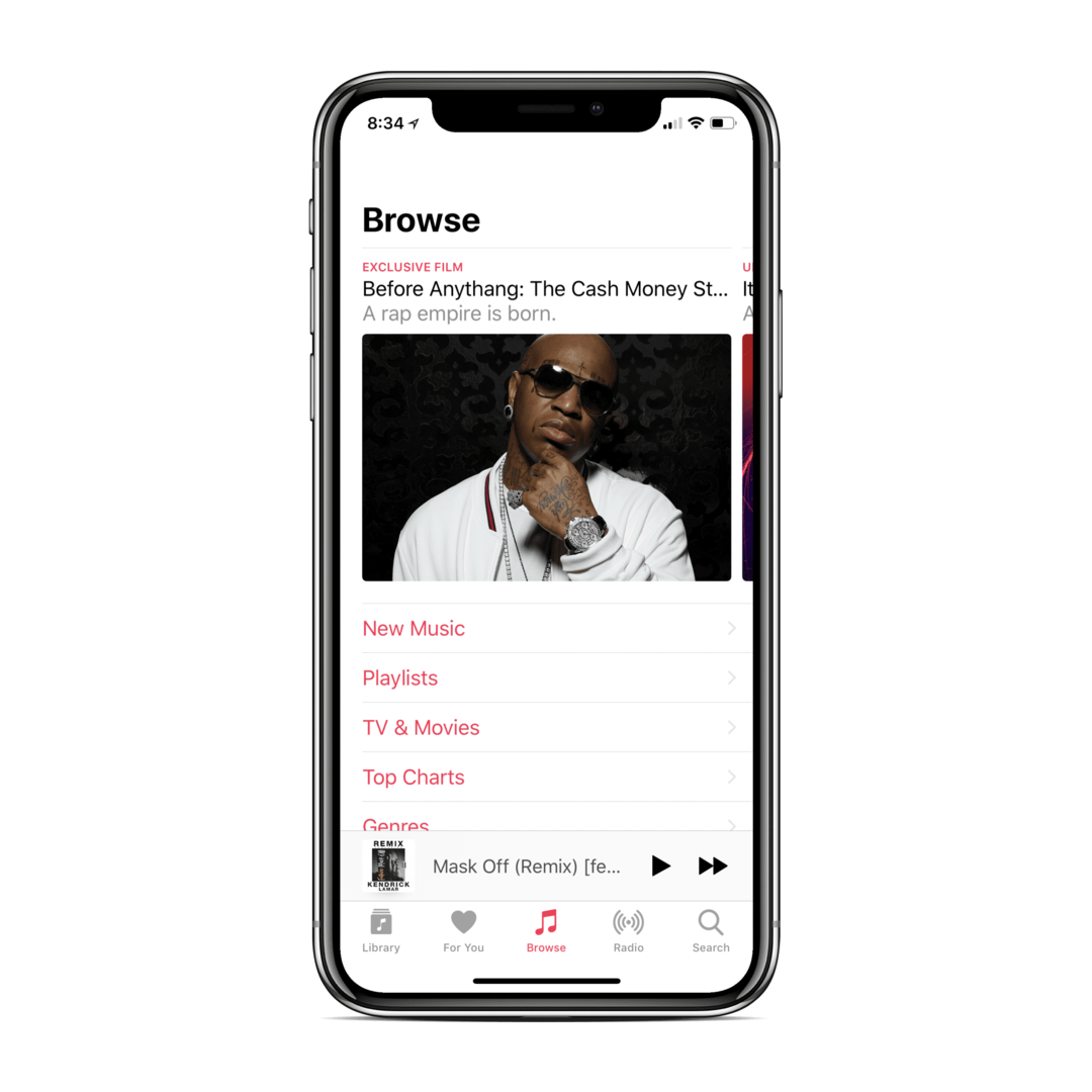 Domovská stránka Apple Music