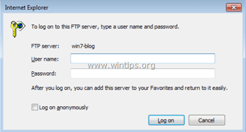 web tarayıcısı ftp kimlik bilgileri