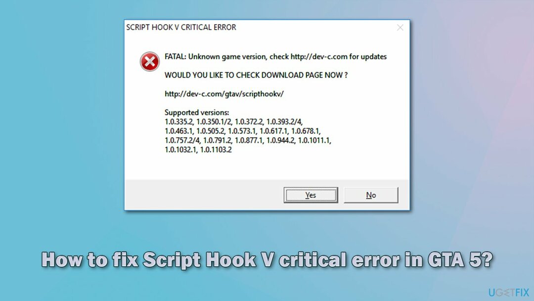 Hvordan rettes kritisk fejl i Script Hook V i GTA 5?