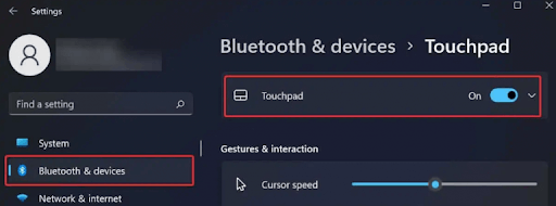 Sur Tochhpad à partir d'appareils Bluetooth