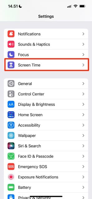 Kā piekļūt ekrāna laikam iOS iestatījumos