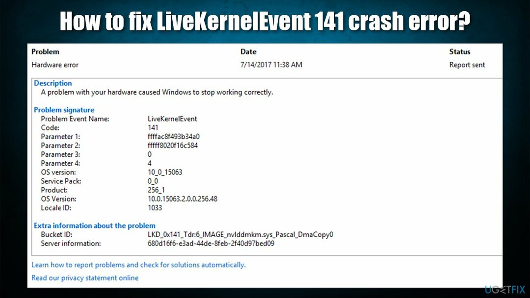 Sådan rettes LiveKernelEvent 141-nedbrudsfejl? 