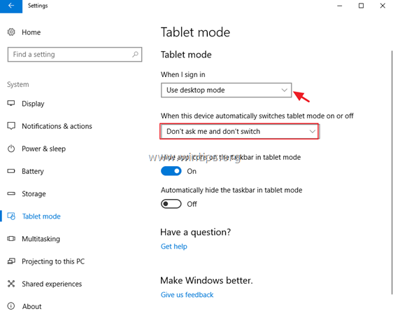 Windows 10'da Tablet Modu Nasıl Devre Dışı Bırakılır 