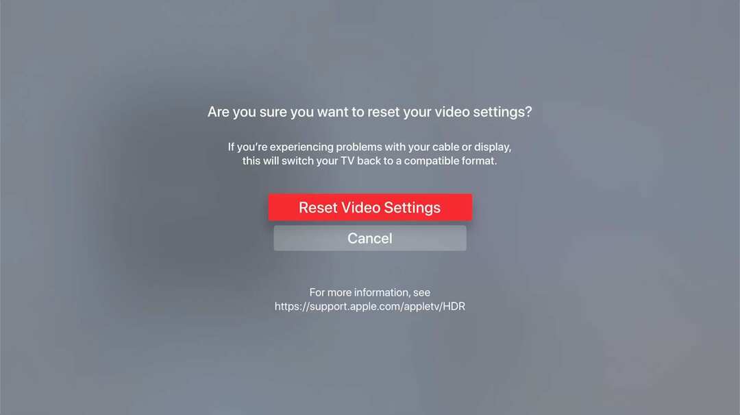 Videobeállítások visszaállítása Apple TV