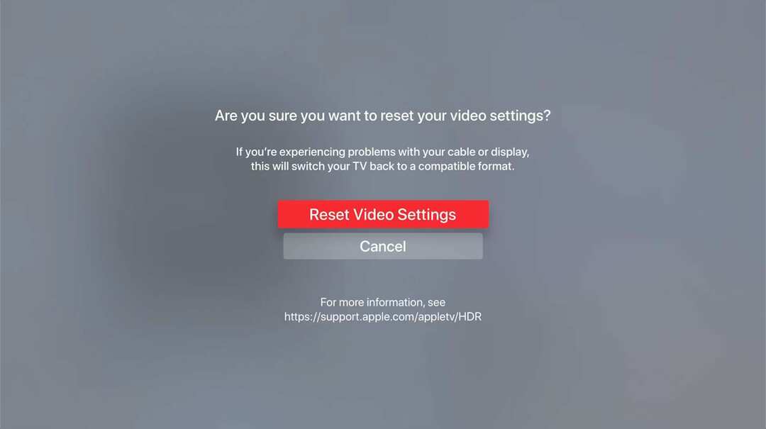 Atiestatīt Apple TV video iestatījumus