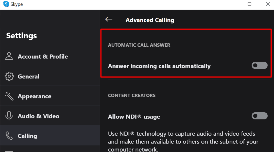 Skype automatisch beantwoorden van oproepen uitschakelen