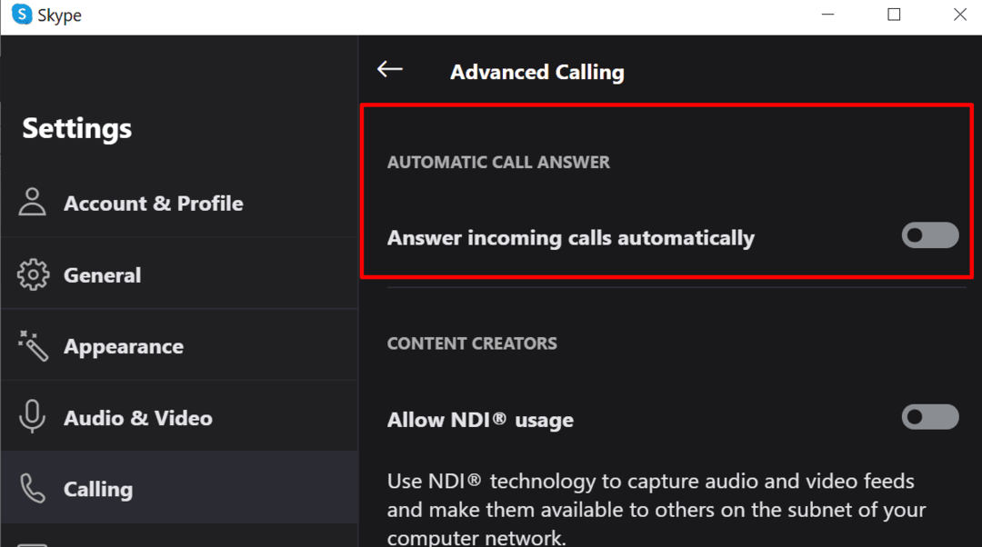 स्काइप स्वचालित कॉल उत्तर अक्षम करें