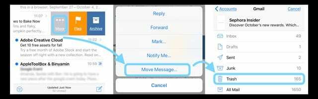 iPhone 또는 iPad에서 작동하지 않는 메일을 삭제하려면 스와이프하세요?