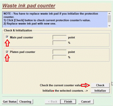 Caselle di controllo Contatore cuscinetto principale e Contatore cuscinetto platina e selezionare Controlla