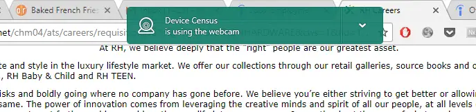 avviso webcam censimento dispositivo Kaspersky