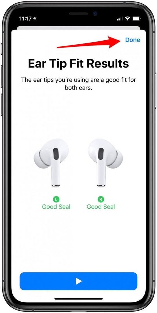 finish airpods fit test
