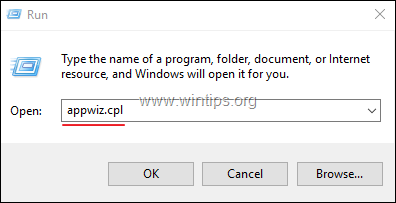 Відкрийте Програми та функції - Windows