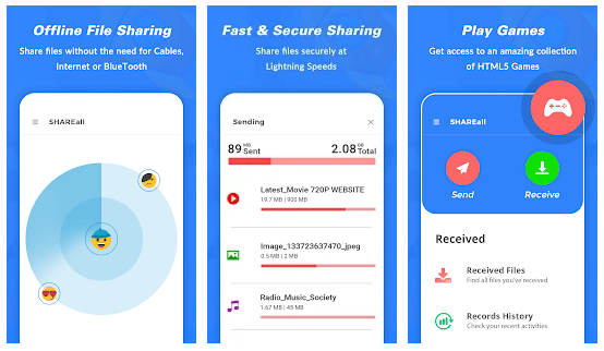 SHAREall 앱 공유 파일 및 센드애니웨어