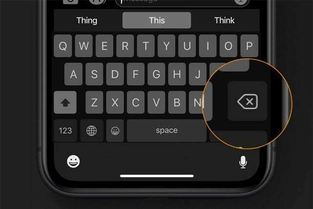 Tasta de ștergere a tastaturii iPhone