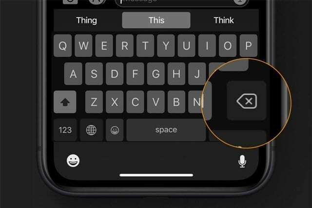 Touche de suppression du clavier de l'iPhone