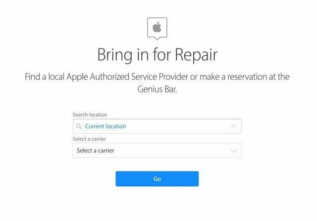 site Web d'assistance Apple à apporter pour réparation