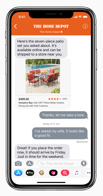 الدردشة التجارية iOS 11.3