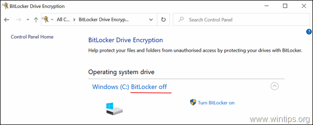 Просмотр статуса шифрования диска BitLocker