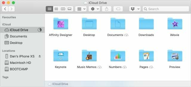 مجلد iCloud Drive في Finder