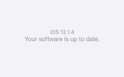 Ekrano kopija, rodanti, kad iOS 12.1.4 programinė įranga yra atnaujinta