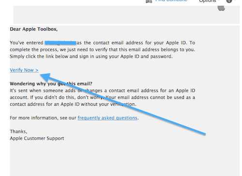 אמת את האימייל של Apple ID